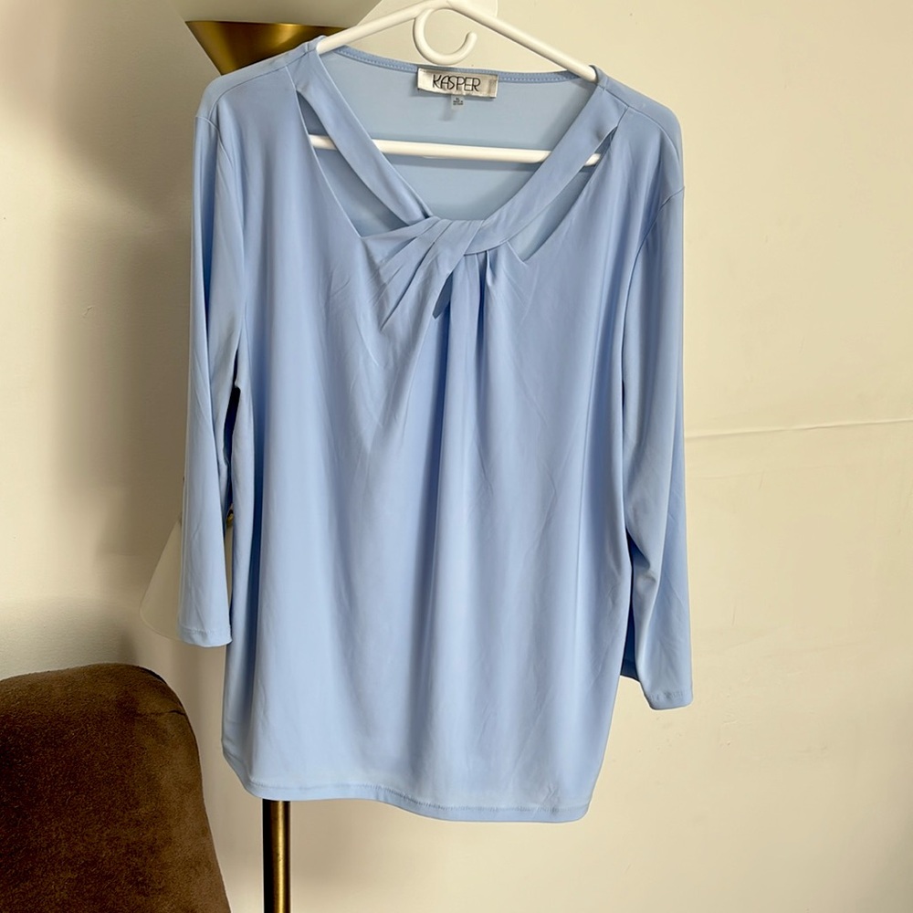 Dillard’s 3/4 Sleeve Blue Dress/Work Blouse, Size XL 💙